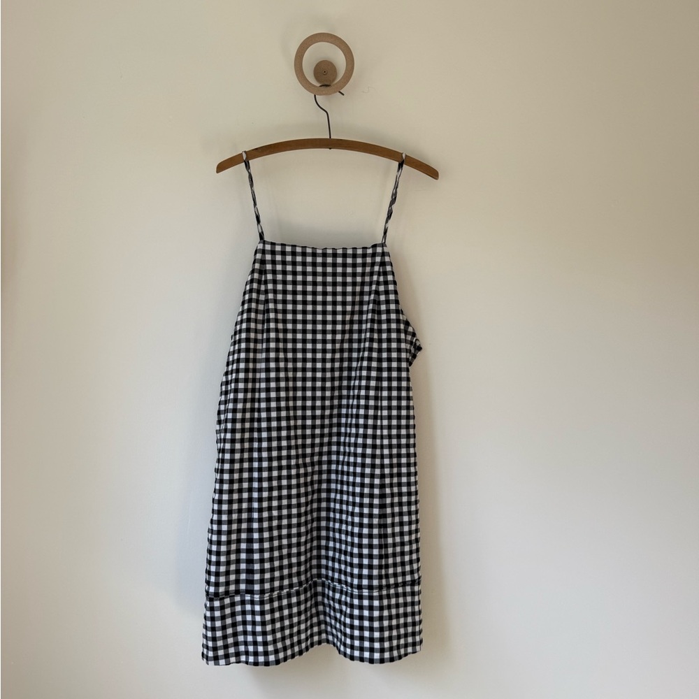 Anthropologie Black and White Gingham Apron Dress Size Large